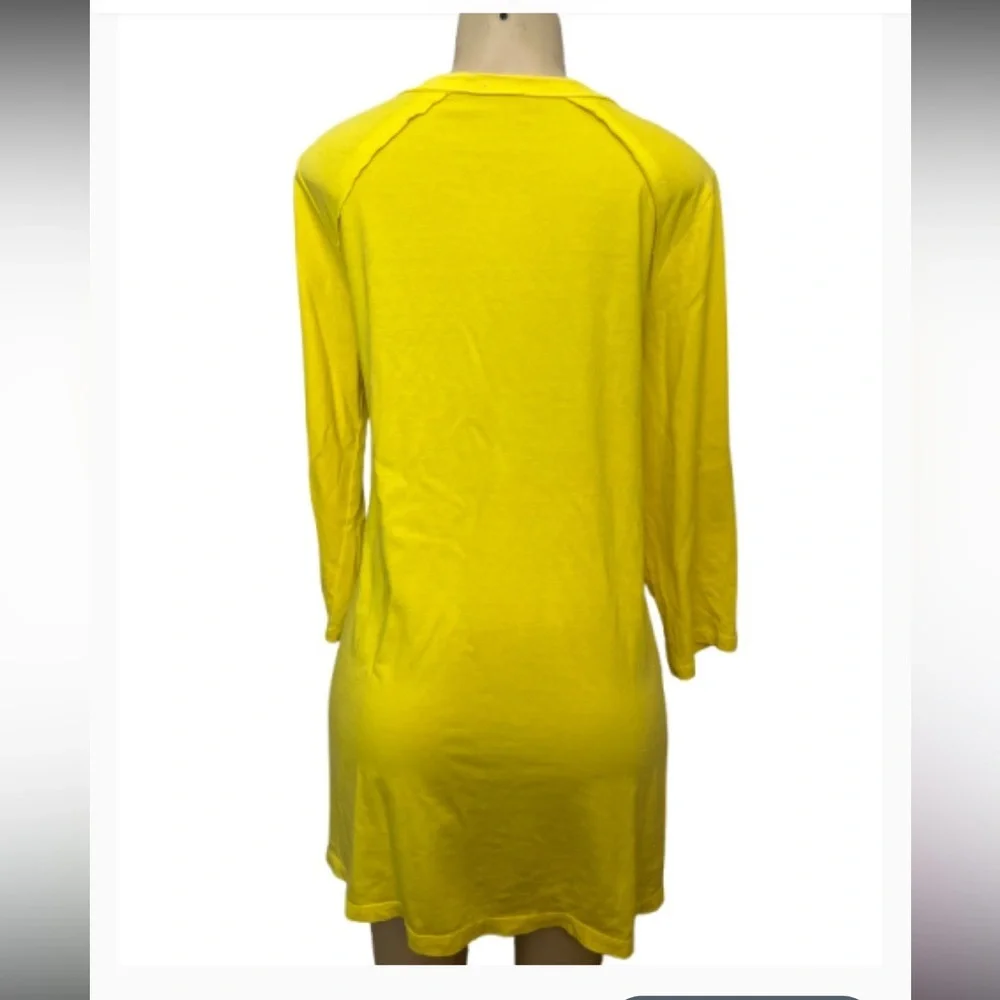 LOGO by Lori Goldstein Yellow 3/4 Sleeve‎ Tunic Top high low pockets size medium - Picture 4 of 11